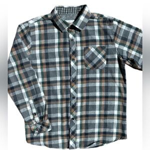 Rue Saint Patrick Boys Grey  Plaid Button Down Shirt Size 14